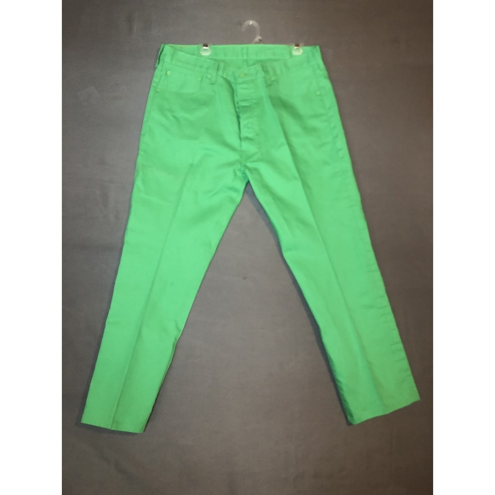 Levi 501 Jeans Mens Green Shrink to Fit Jeans 38x32